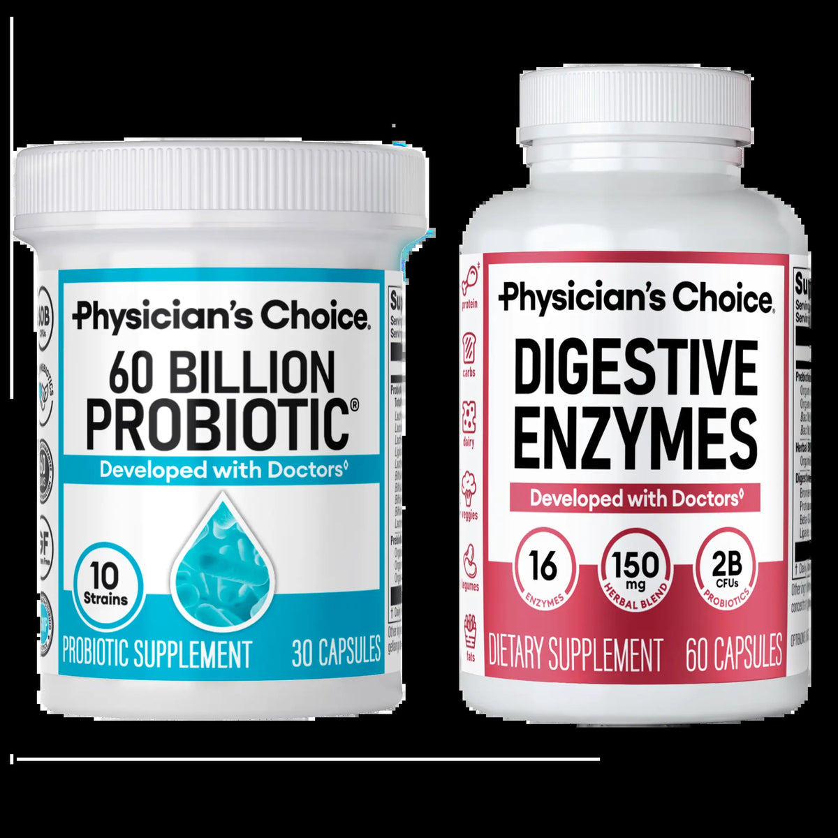Physician'S Choice Hack Your Tummy Bundle: Bloating, Digestion & Immune Support for Men & Women with Digestive Enzymes & 60 Billion Probiotic